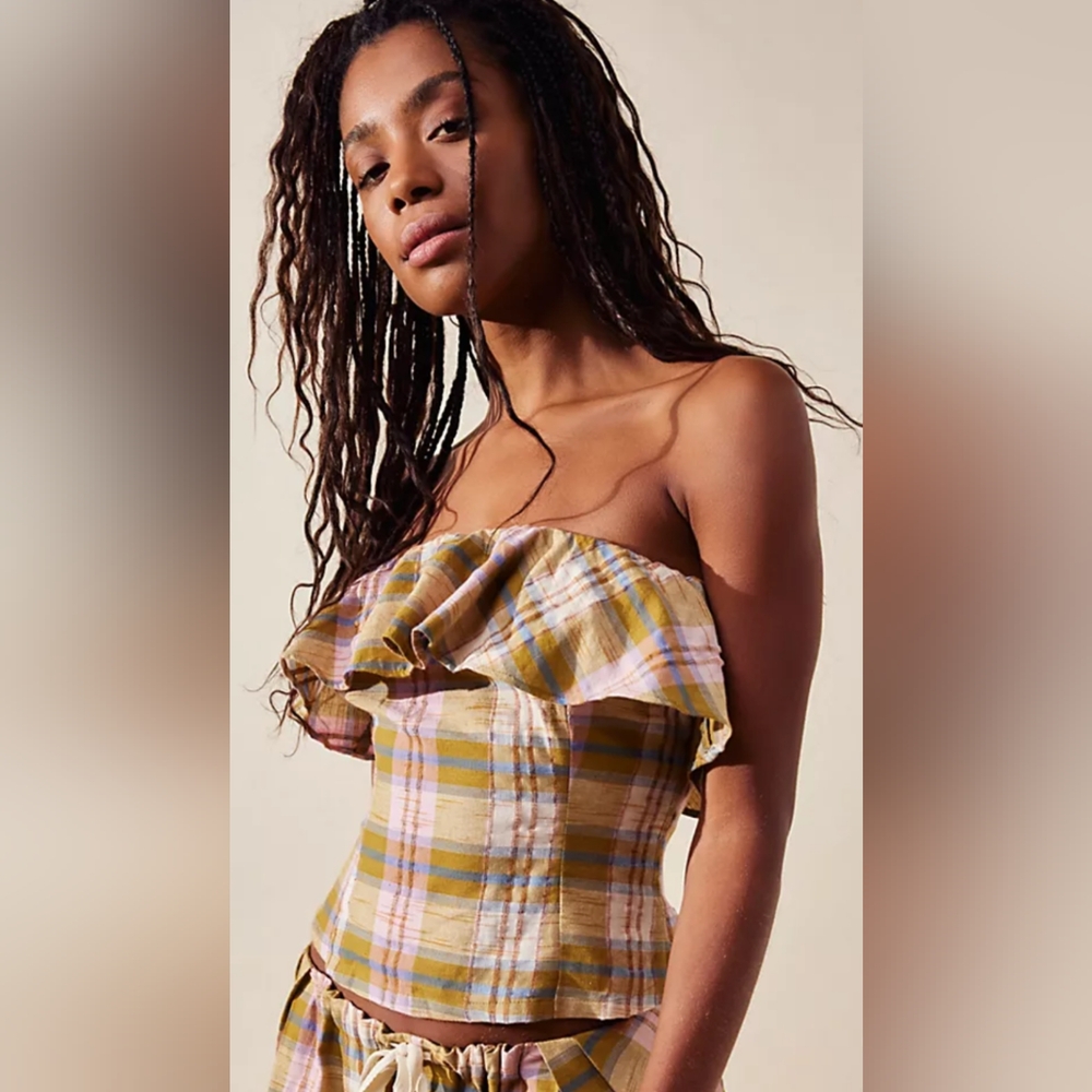 Free People Endless Summer Whitley Tie-Back Top in Olive Green, Size Sma…